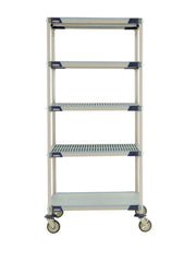 MetroMax i 5X537EGX3 5-Shelf Industrial Plastic Shelving Mobile Cart, Solid Bottom Shelf, 24" x 36" x 79.3125"