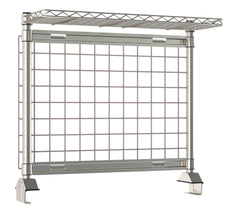 Metro TWR36-GRK4-DMS304 TableWorx Productivity Riser with Metroseal Gray SmartWall Grid and 1 Rear Cantilevered Type 304 Stainless Steel Wire Drop Mat Overshelf, 36" L