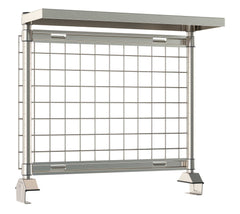 Metro TWR48-GRS-CRS304 TableWorx Productivity Riser with Type 304 Stainless Steel SmartWall Grid and 1 Rear Cantilevered Type 304 Stainless Steel Solid Overshelf, 48" L