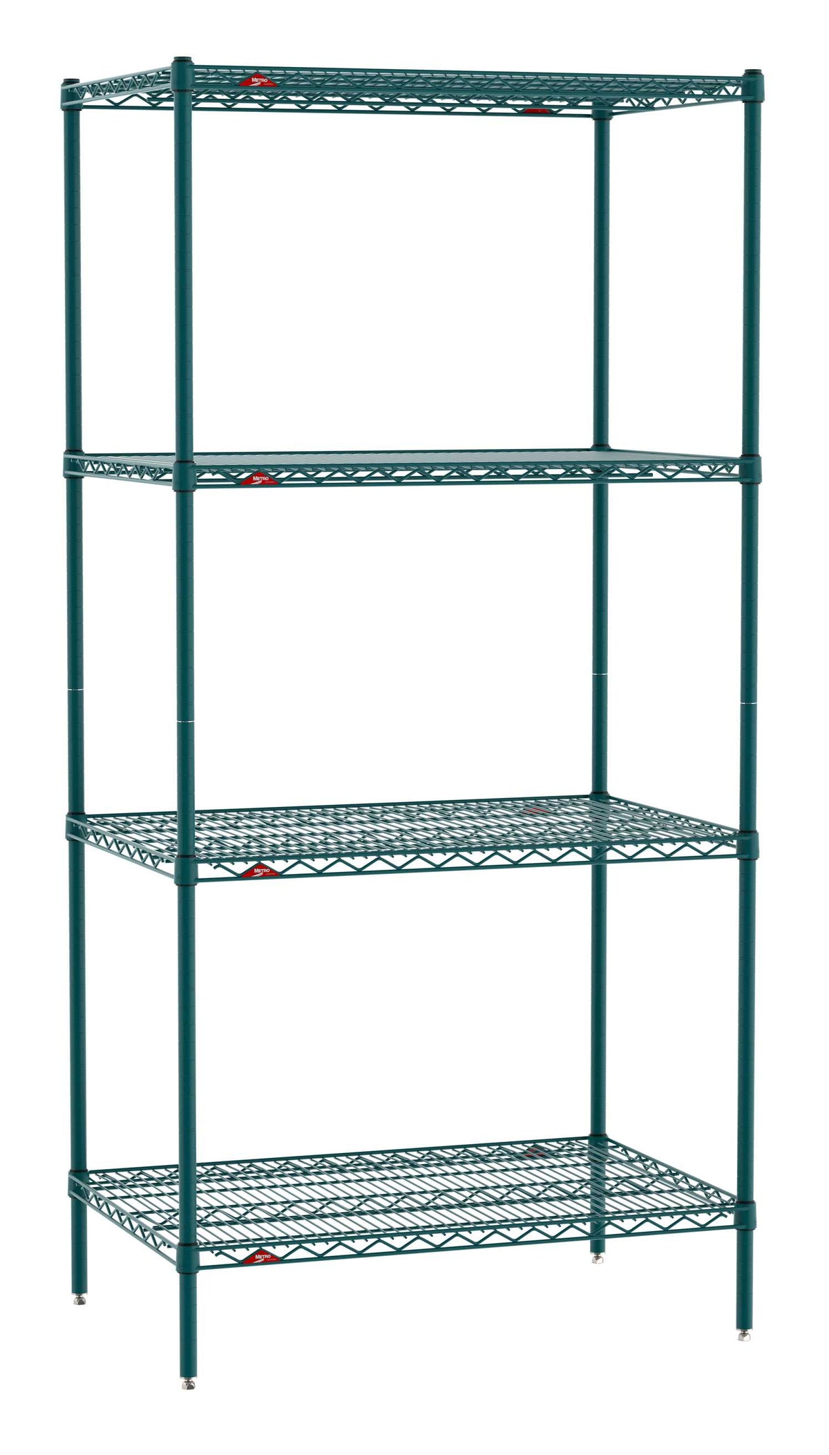 Metro EZ2436NK3-4 Super Erecta 4-Shelf Industrial Wire Shelving Convenience Pak, Metroseal Green Epoxy, 24" x 36" x 74"