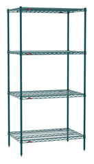 Metro EZ2436NK3-4 Super Erecta 4-Shelf Industrial Wire Shelving Convenience Pak, Metroseal Green Epoxy, 24" x 36" x 74"