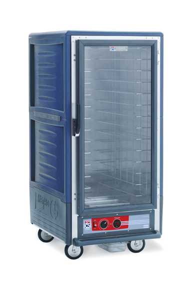 Metro C537-HFC-4-BU C5 3 Series Insulated Holding Cabinet, 3/4 Height, Full Length Clear Door, Fixed Wire Slides, 120V, 60Hz, 2000W, Blue