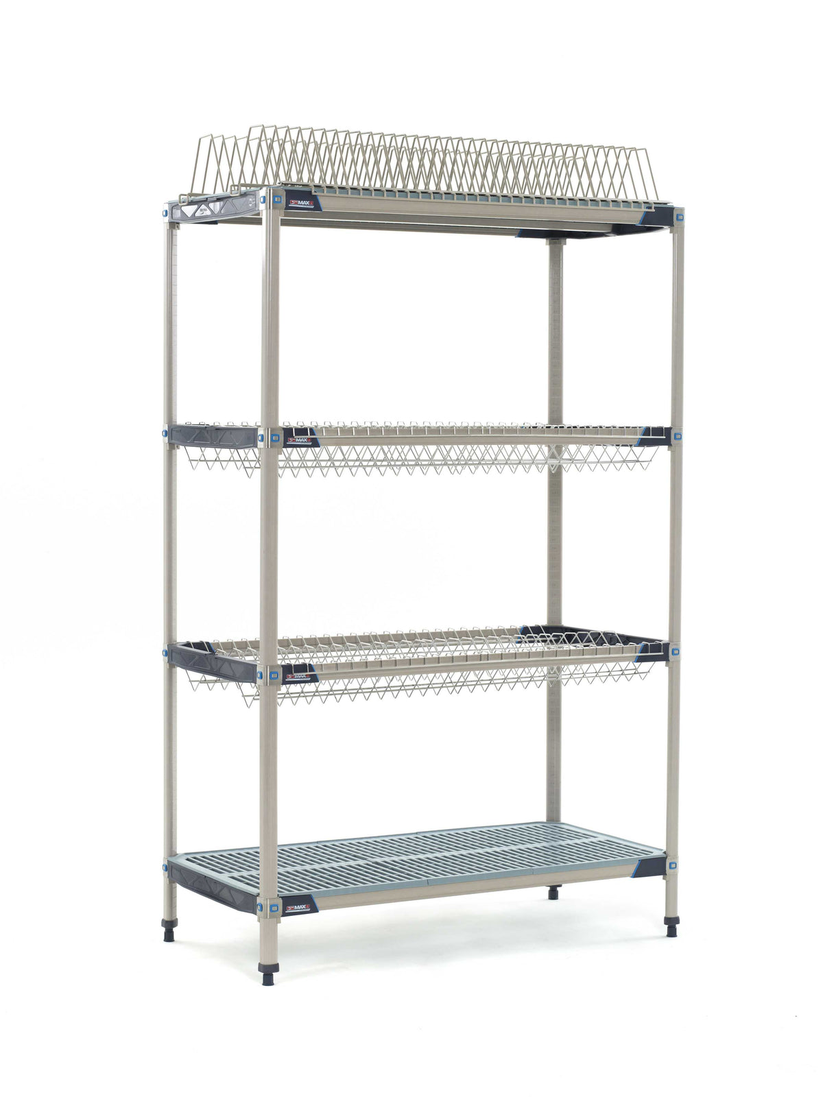 MetroMax i PR48X3 Stationary Drying Rack with Two Drop-Ins, One Tray Rack and One Bulk Shelf, 24" x 48" x 74"