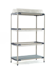 MetroMax i PR48X3 Stationary Drying Rack with Two Drop-Ins, One Tray Rack and One Bulk Shelf, 24" x 48" x 74"