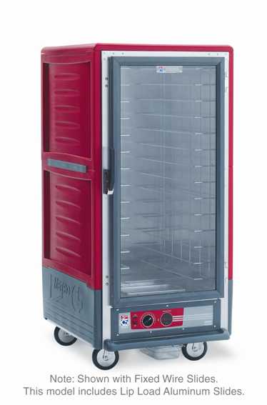 Metro C537-HLFC-LA C5 3 Series Insulated Holding Cabinet, 3/4 Height, Full Length Clear Door, Lip Load Aluminum Slides, 120V, 60Hz, 1440W, Red