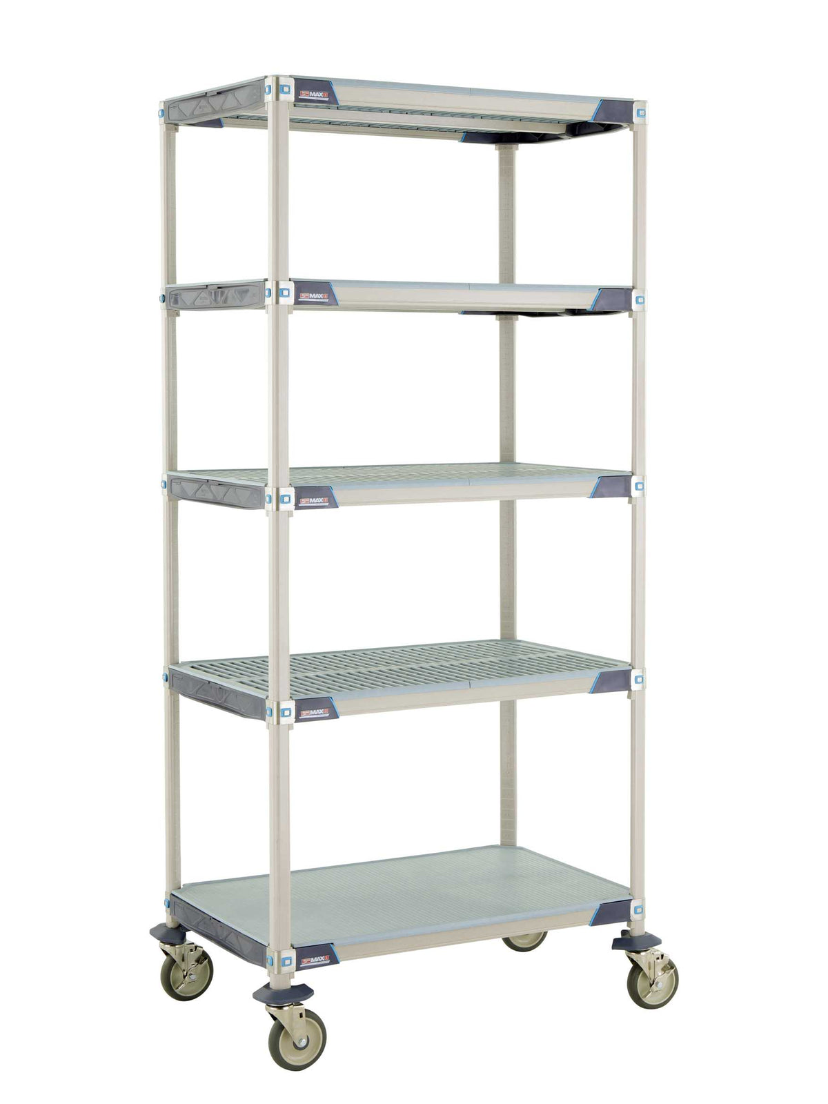 MetroMax i 5X537EGX3 5-Shelf Industrial Plastic Shelving Mobile Cart, Solid Bottom Shelf, 24" x 36" x 79.3125"