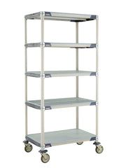 MetroMax i 5X537EGX3 5-Shelf Industrial Plastic Shelving Mobile Cart, Solid Bottom Shelf, 24" x 36" x 79.3125"