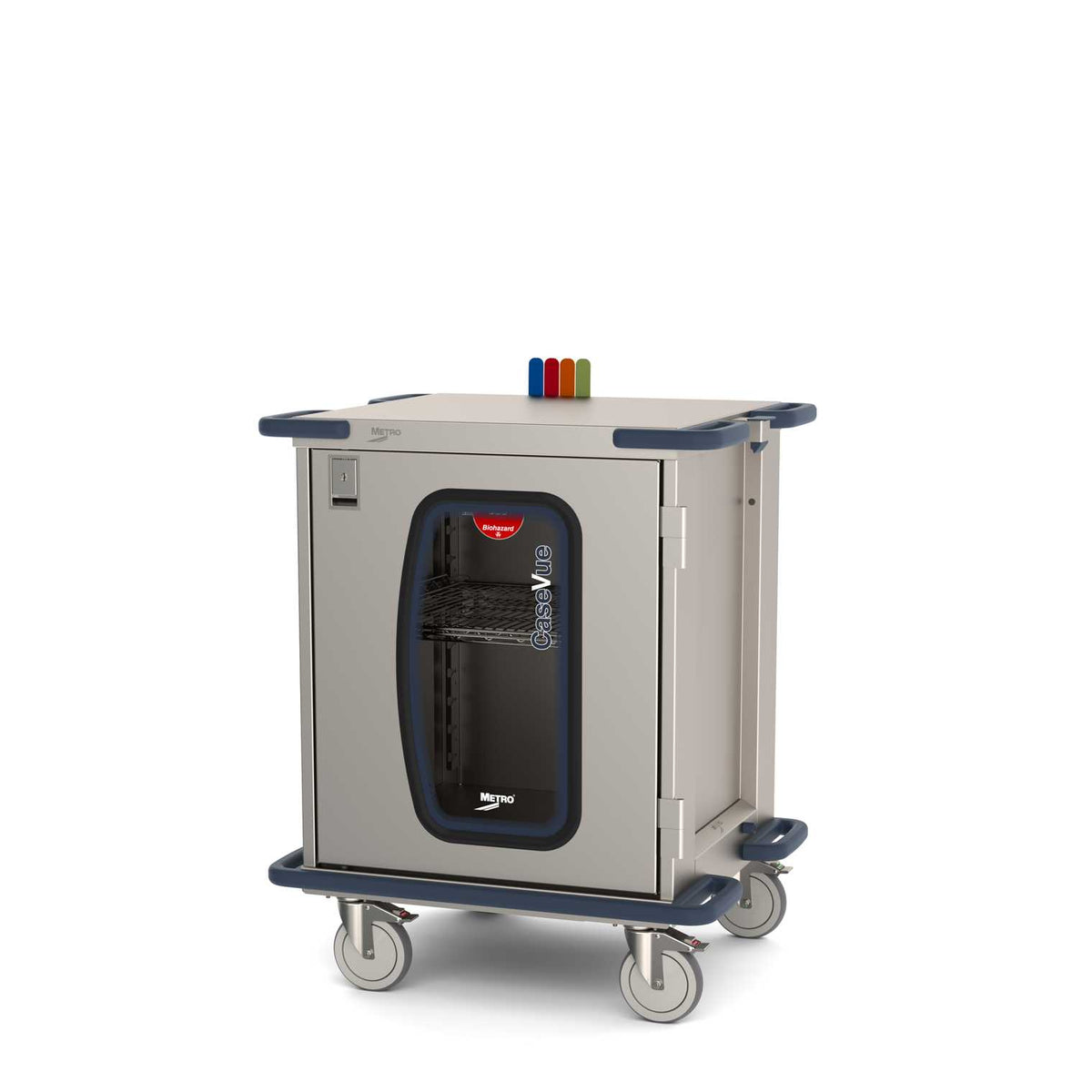 Metro CaseVue CV24LC-NBF-W1 Surgical Case Cart with Clear Door, Color Flags, and Pullout Wire Shelf, 33.5"W x 28"D x 40.625" H