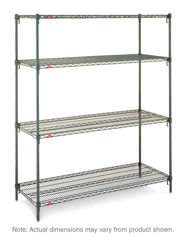 Metro Super Adjustable Super Erecta A466K3 4-Shelf Industrial Wire Shelving Starter Unit, Metroseal Green Epoxy, 21" x 60" x 63"