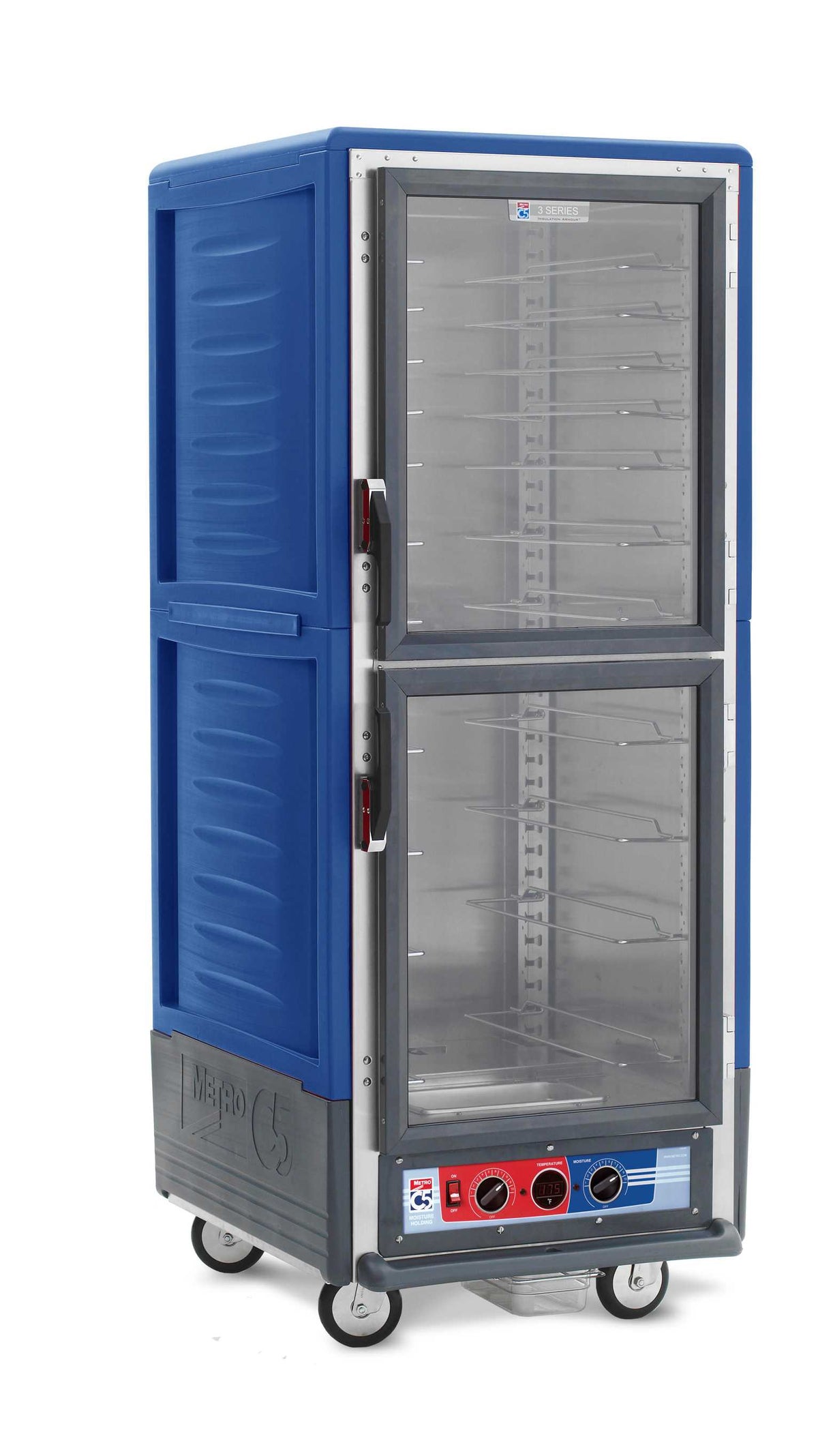 Metro C539-MXDC-U-BU C5 3 Series Insulated Moisture Heated Holding/Proofing Cabinet, Full Height, Dutch Clear Doors, Universal Wire Slides, 220-240V, 50/60Hz, 1681-2000W, Blue