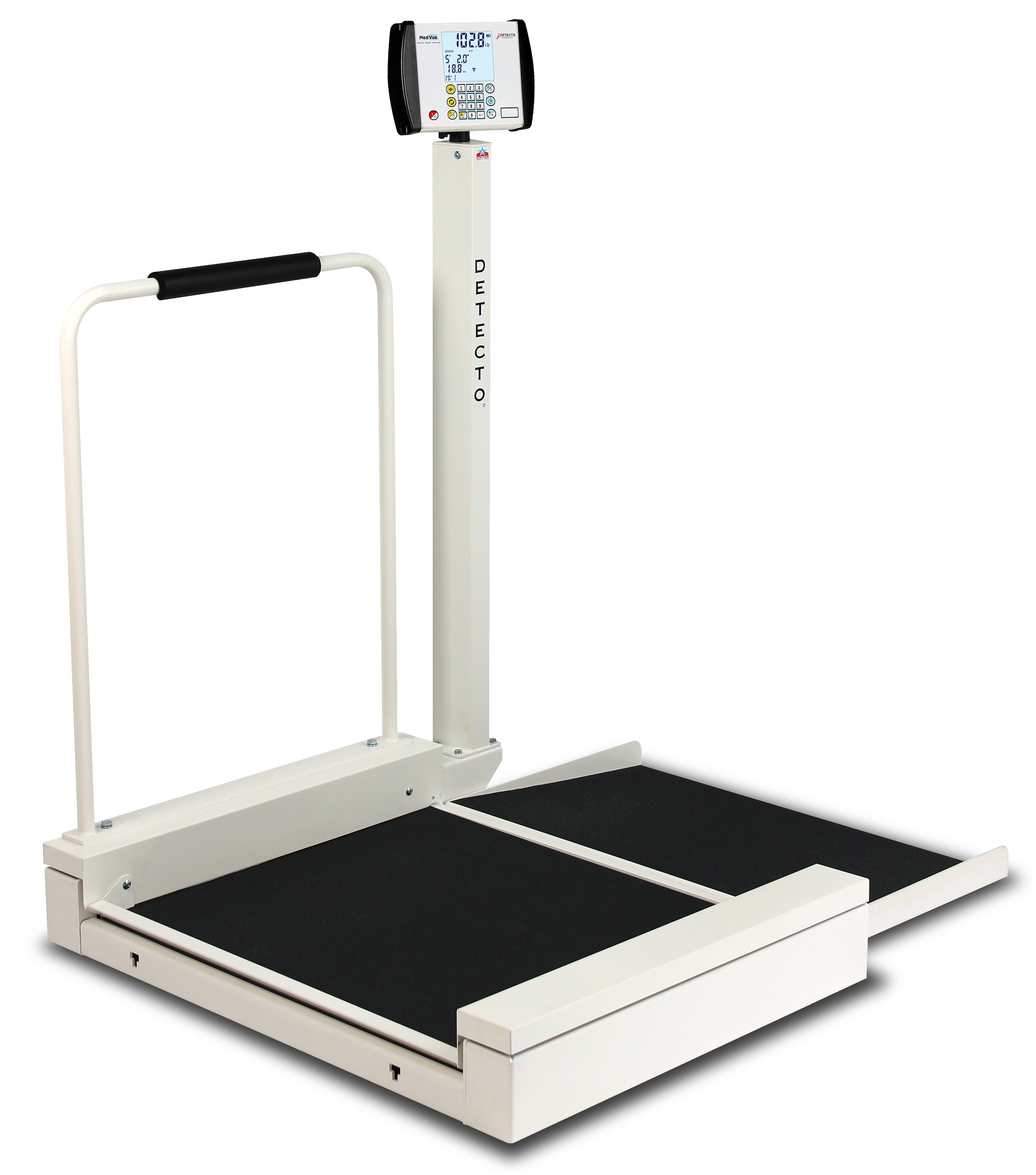 Detecto 6495-AC Wheelchair Scale, Stationary, Digital, 800 lb x .2 lb / 360 kg x .1 kg, AC Adapter Included