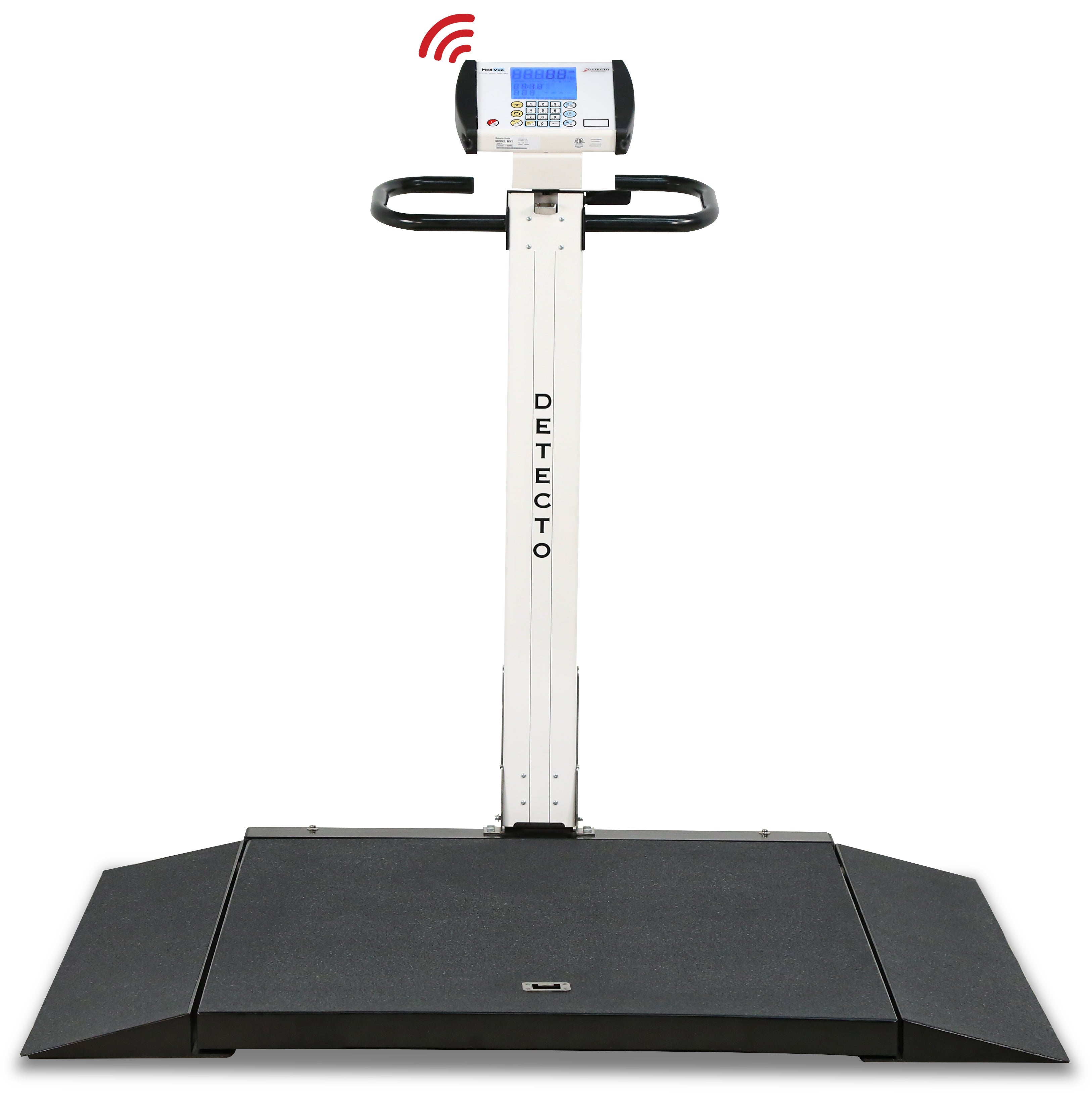 Detecto 6550 Wheelchair Scale, Portable, Digital, Folding Column, 1000 lb x .2 lb / 450 kg x .1 kg