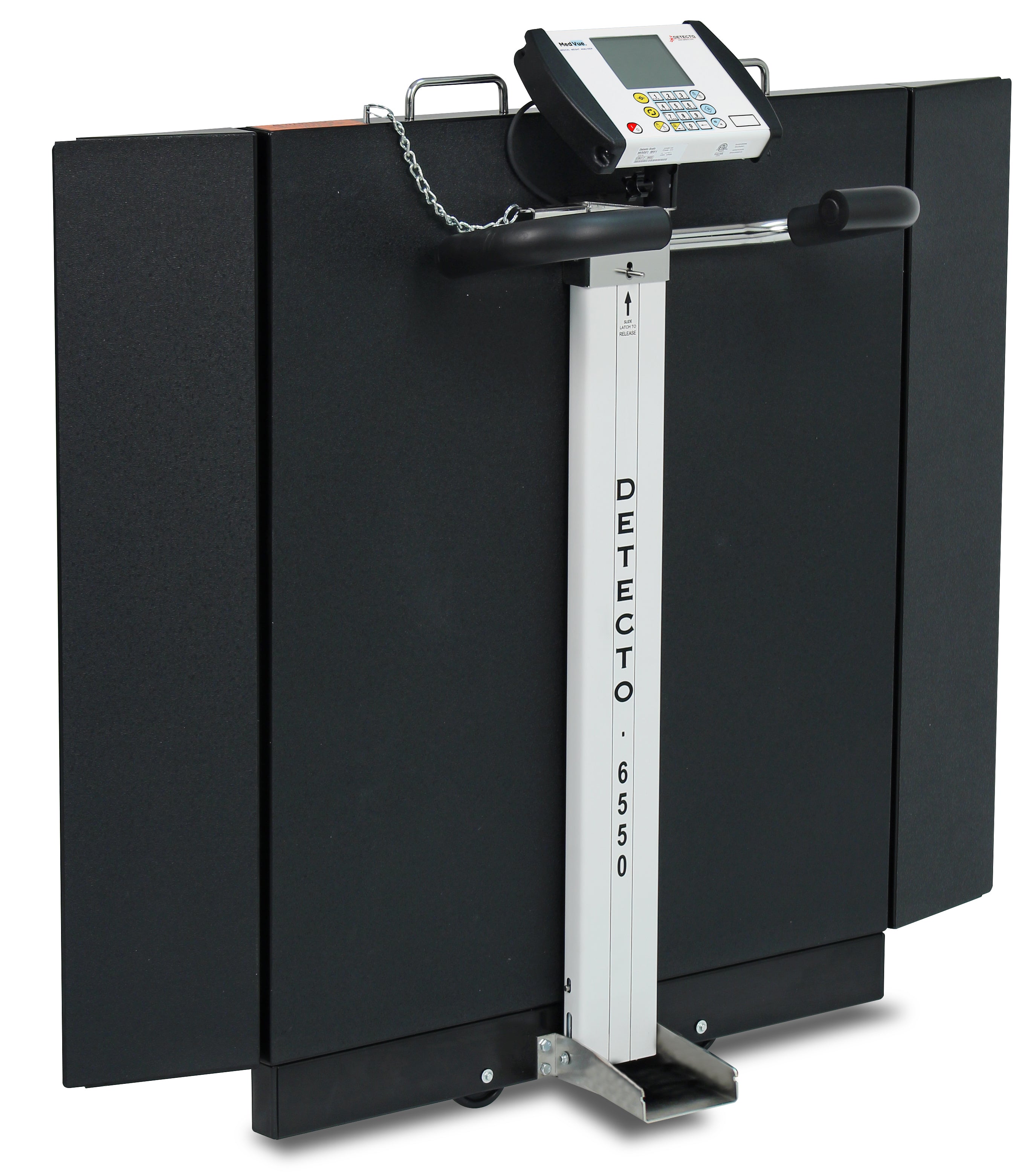 Detecto 6550 Wheelchair Scale, Portable, Digital, Folding Column, 1000 lb x .2 lb / 450 kg x .1 kg