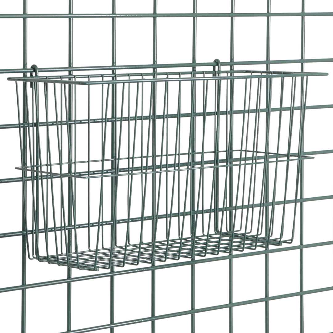 Metro H212K3 Storage Basket for Super Erecta Wire Shelving and SmartWall Wall Shelving, Metroseal Green Epoxy, 17.375" x 7.5" x 10"