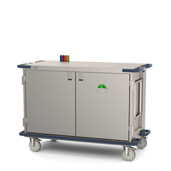 Metro CaseVue CV48LS-NBFH-S1 Surgical Case Cart with Solid Doors, Color Flags, Swing-up Handle, and Pullout Solid Shelf, 57.5"W x 28"D x 40.625"H
