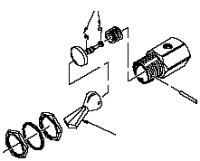 DCI 7912 Toggle Valve Replacement Cartridge, Momentary, 3-Way, Normally Closed, Blue with Black Toggle