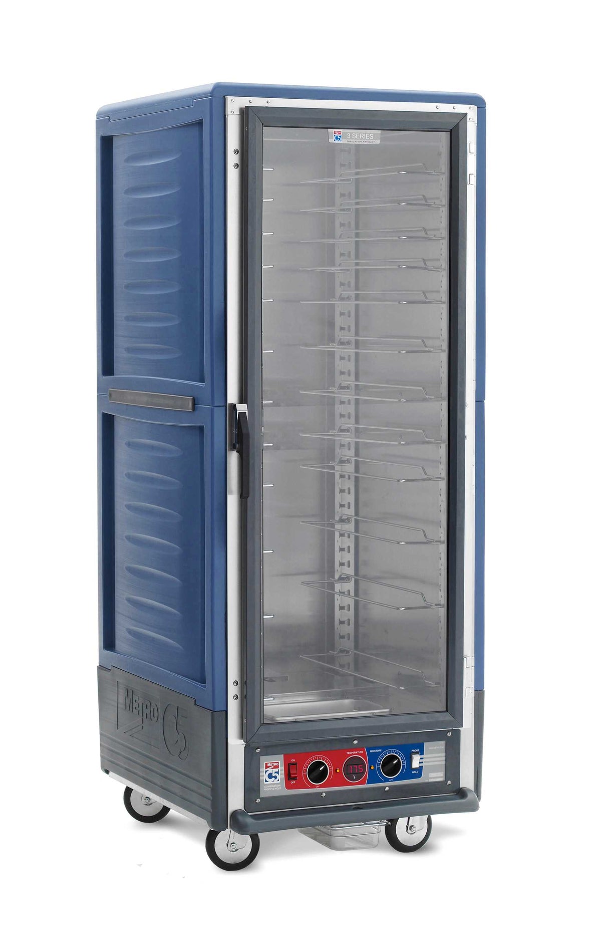 Metro C539-CXFC-U-BUA C5 3 Series Insulated Holding/Proofing Cabinet, Full Height, Full Length Clear Door, Universal Wire Slides, 220-240V, 50/60Hz, 1681-2000W, Blue