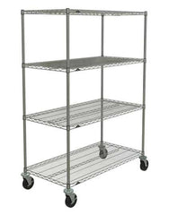 Metro N556BBR Super Erecta 4-Shelf Industrial Wire Shelving Stem Caster Cart, Brite, 24" x 48" x 67.875"