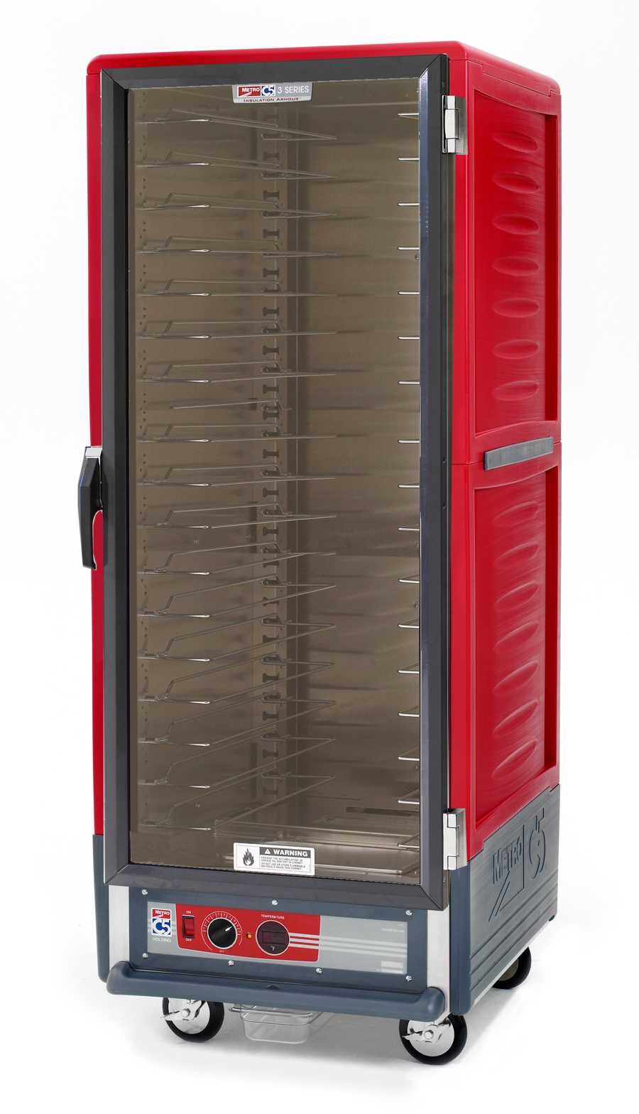 Metro C539-HXFC-UA C5 3 Series Insulated Holding Cabinet, Full Height, Full Length Clear Door, Universal Wire Slides, 220-240V, 50/60Hz, 1681-2000W, Red