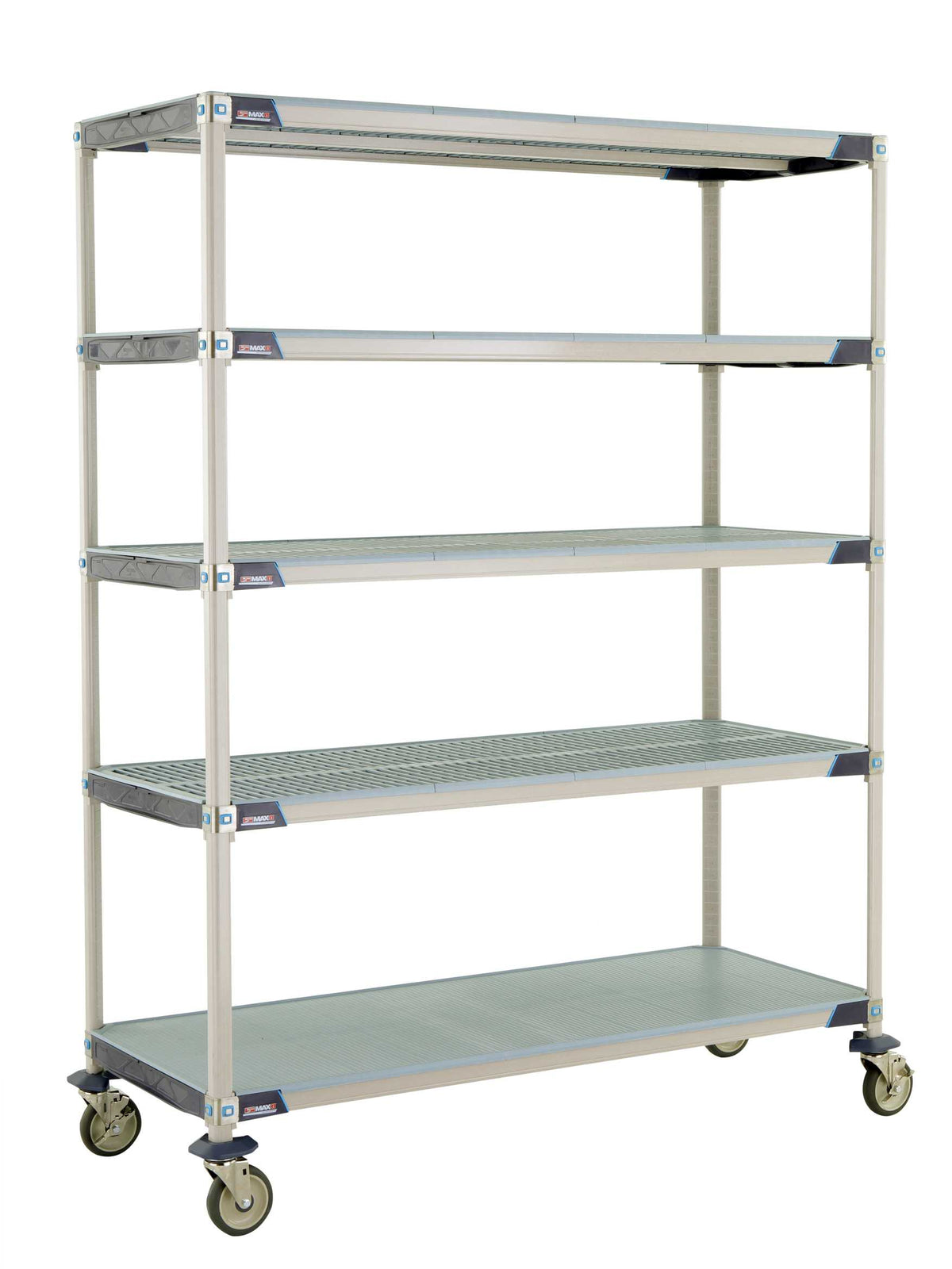 MetroMax i 5X567EGX3 5-Shelf Industrial Plastic Shelving Mobile Cart, Solid Bottom Shelf, 24" x 60" x 79.3125"