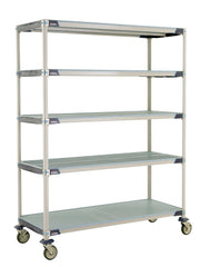 MetroMax i 5X567EGX3 5-Shelf Industrial Plastic Shelving Mobile Cart, Solid Bottom Shelf, 24" x 60" x 79.3125"