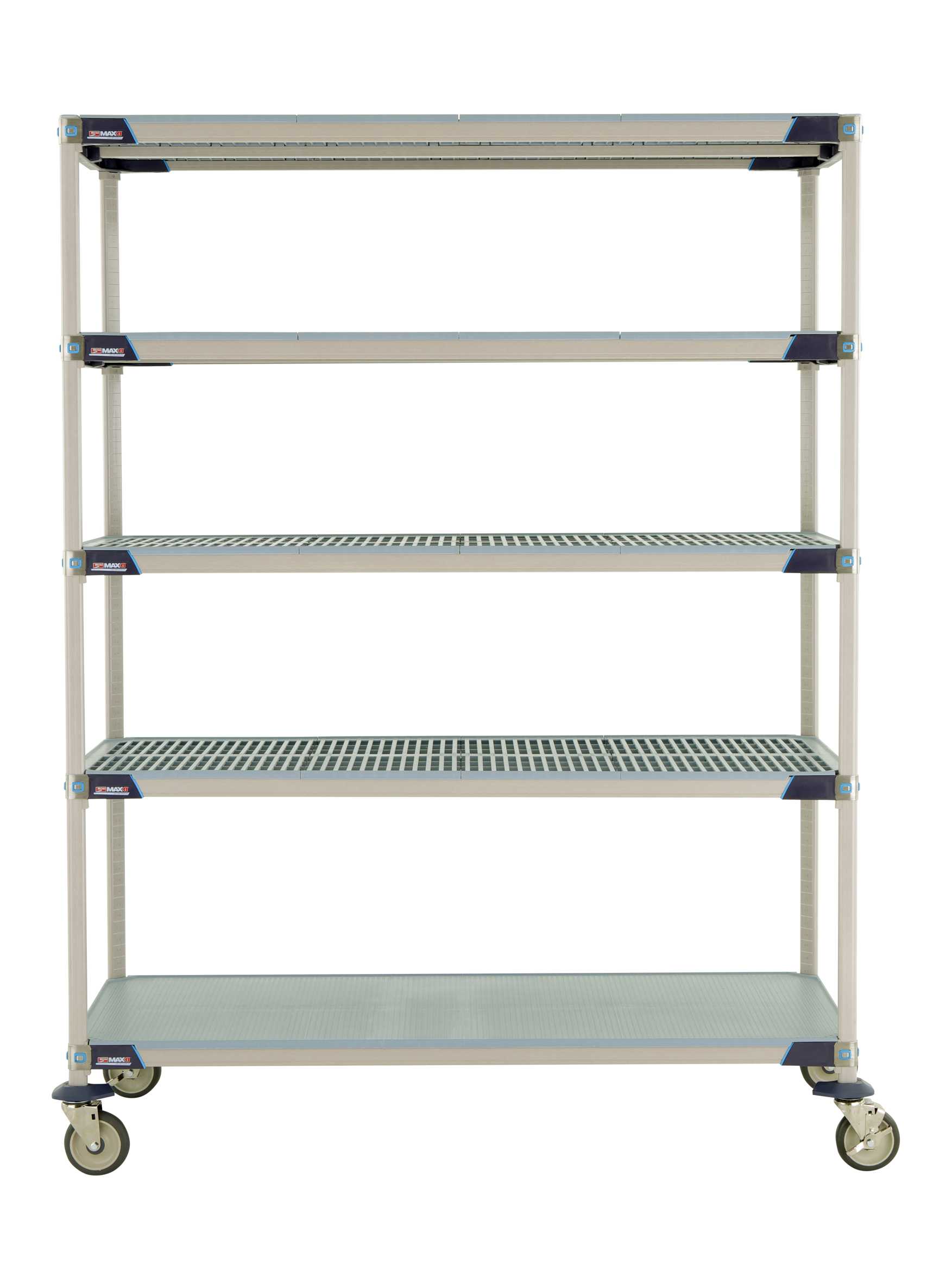 MetroMax i 5X567EGX3 5-Shelf Industrial Plastic Shelving Mobile Cart, Solid Bottom Shelf, 24" x 60" x 79.3125"