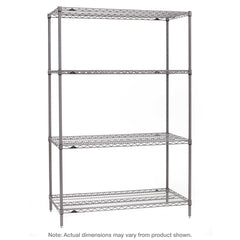 Metro SE-182474K4-S-4 Super Erecta 4-Shelf Industrial Wire Shelving Starter Unit, Metroseal Gray Epoxy, 18" x 24" x 74"