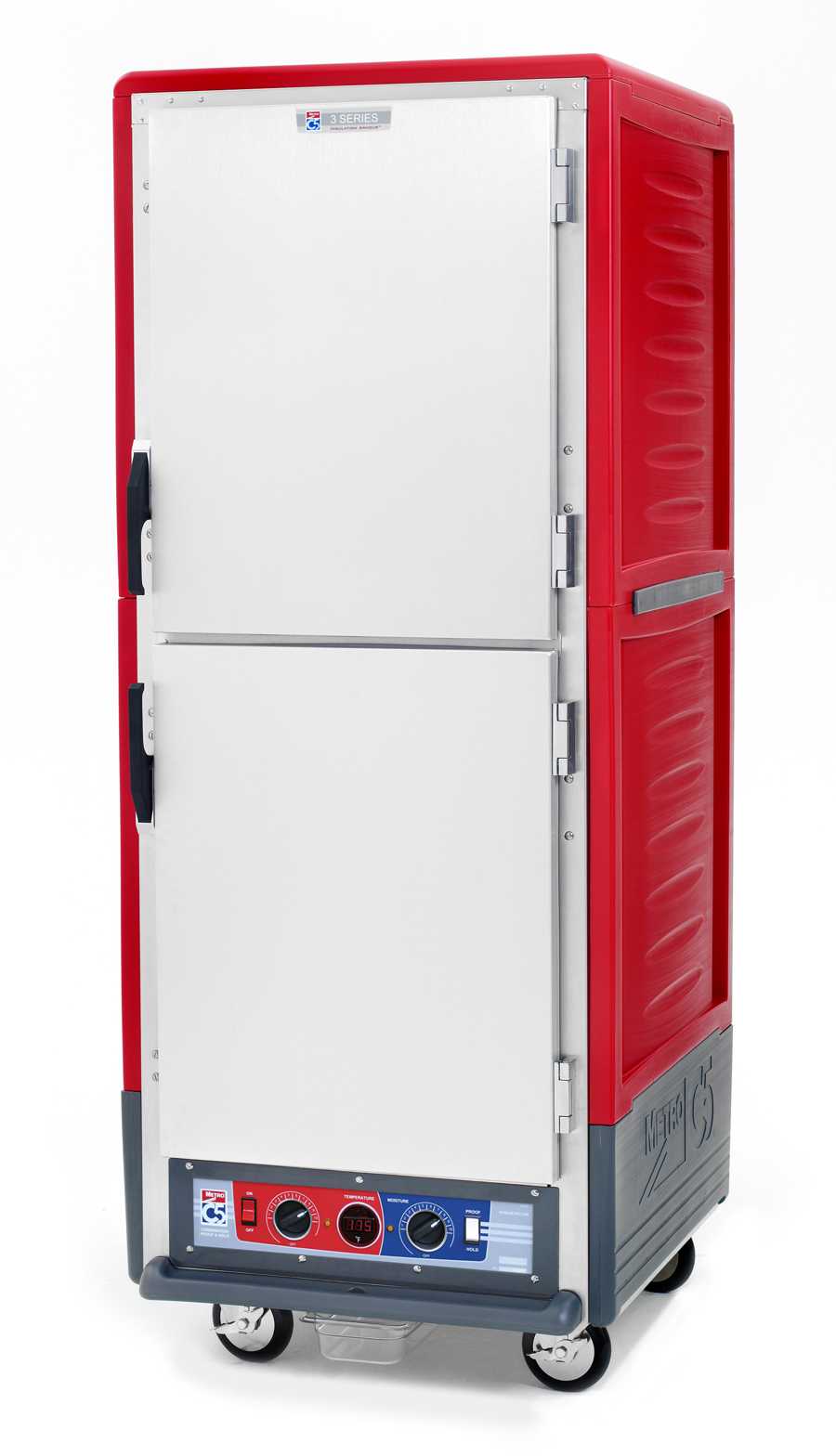 Metro C539-CLDS-4A C5 3 Series Insulated Holding/Proofing Cabinet, Full Height, Dutch Solid Doors, Fixed Wire Slides, 120V, 60Hz, 1440W, Red