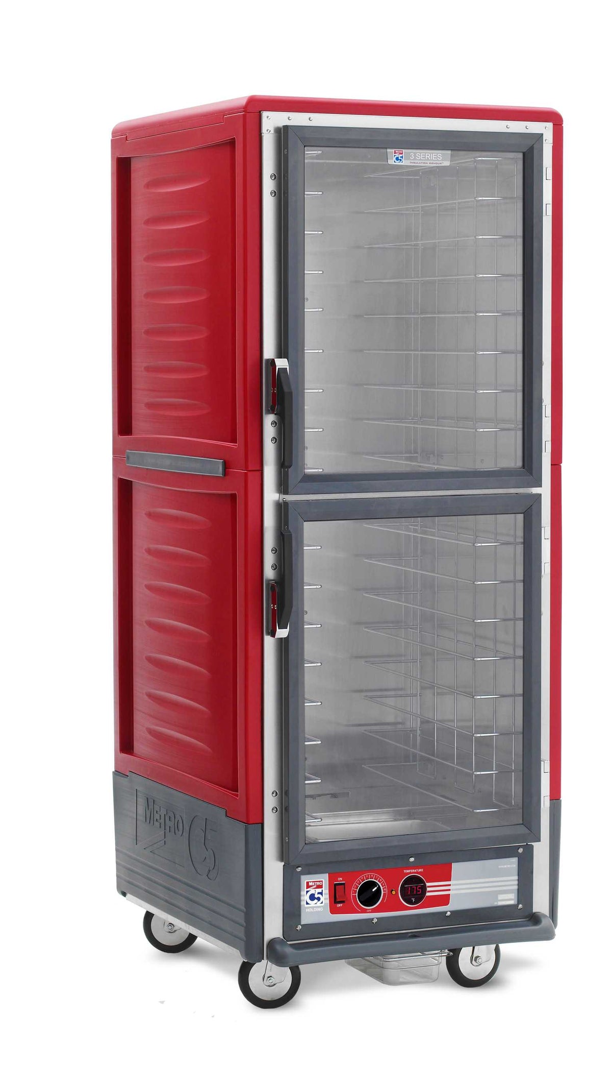Metro C539-HLDC-4 C5 3 Series Insulated Holding Cabinet, Full Height, Dutch Clear Doors, Fixed Wire Slides, 120V, 60Hz, 1440W, Red
