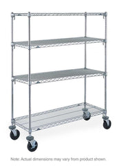 Metro Super Adjustable Super Erecta A366BC 4-Shelf Industrial Wire Shelving Stem Caster Cart, Chrome, 18" x 60" x 67.875"