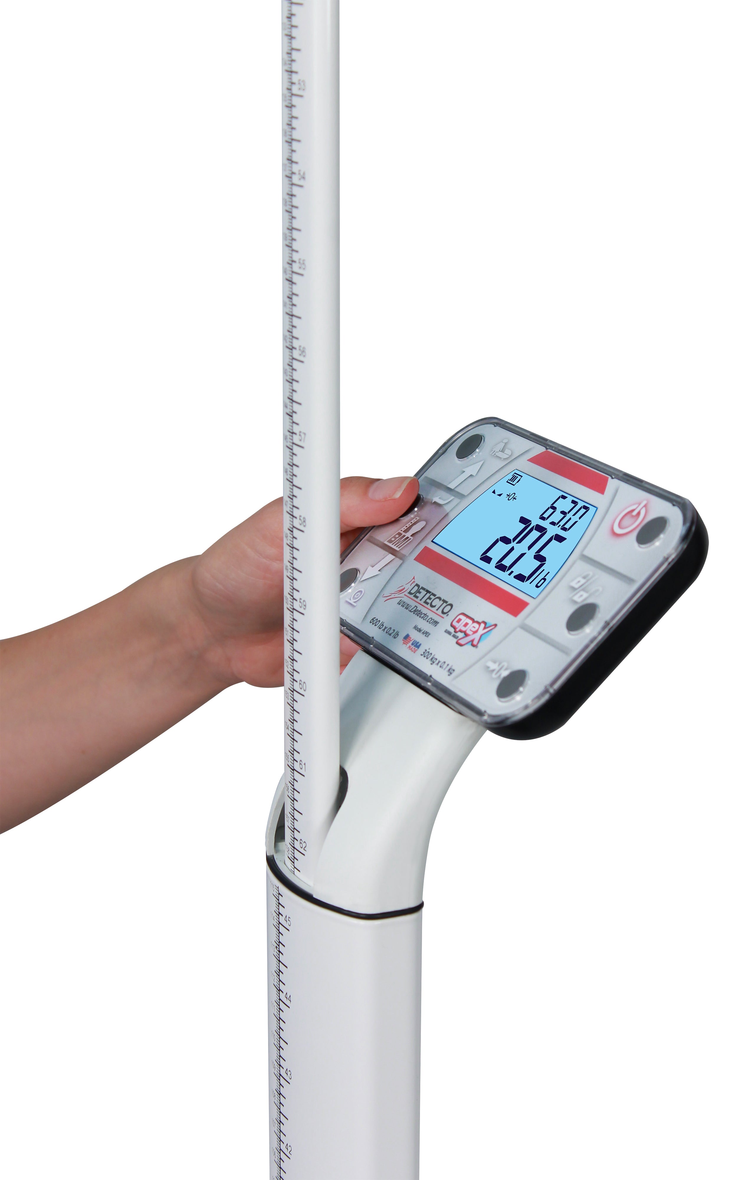 Detecto Apex Digital Clinical Scale with Mechanical Height Rod 600 lb x 0.2 lb / 300 kg x 0.1 kg