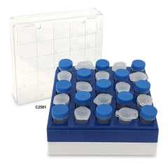 MTC Bio C2581, Freezer Box, Polycarbonate, for 25 (5x5) 5ml Tubes, 5/pk