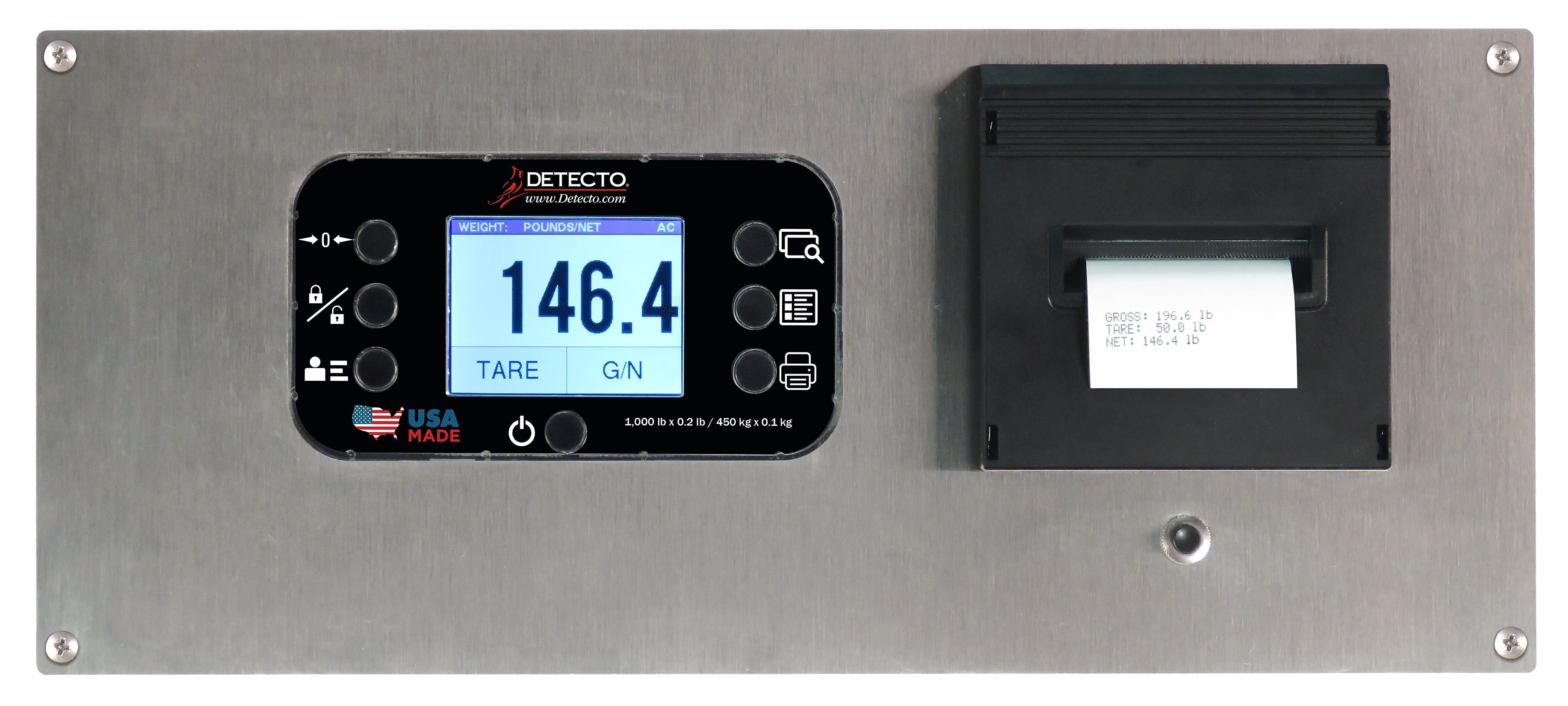 Detecto ID-7248S-855RMP In-Floor Dialysis Scale, 72"x48" SS Deck, 855 Recessed Wall-Mount Indicator w/ Printer