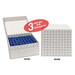 MTC Bio R3781, Fliptop Carboard Freezer Box with Attached Hinged Lid, 81-Place, White, 50/Cs
