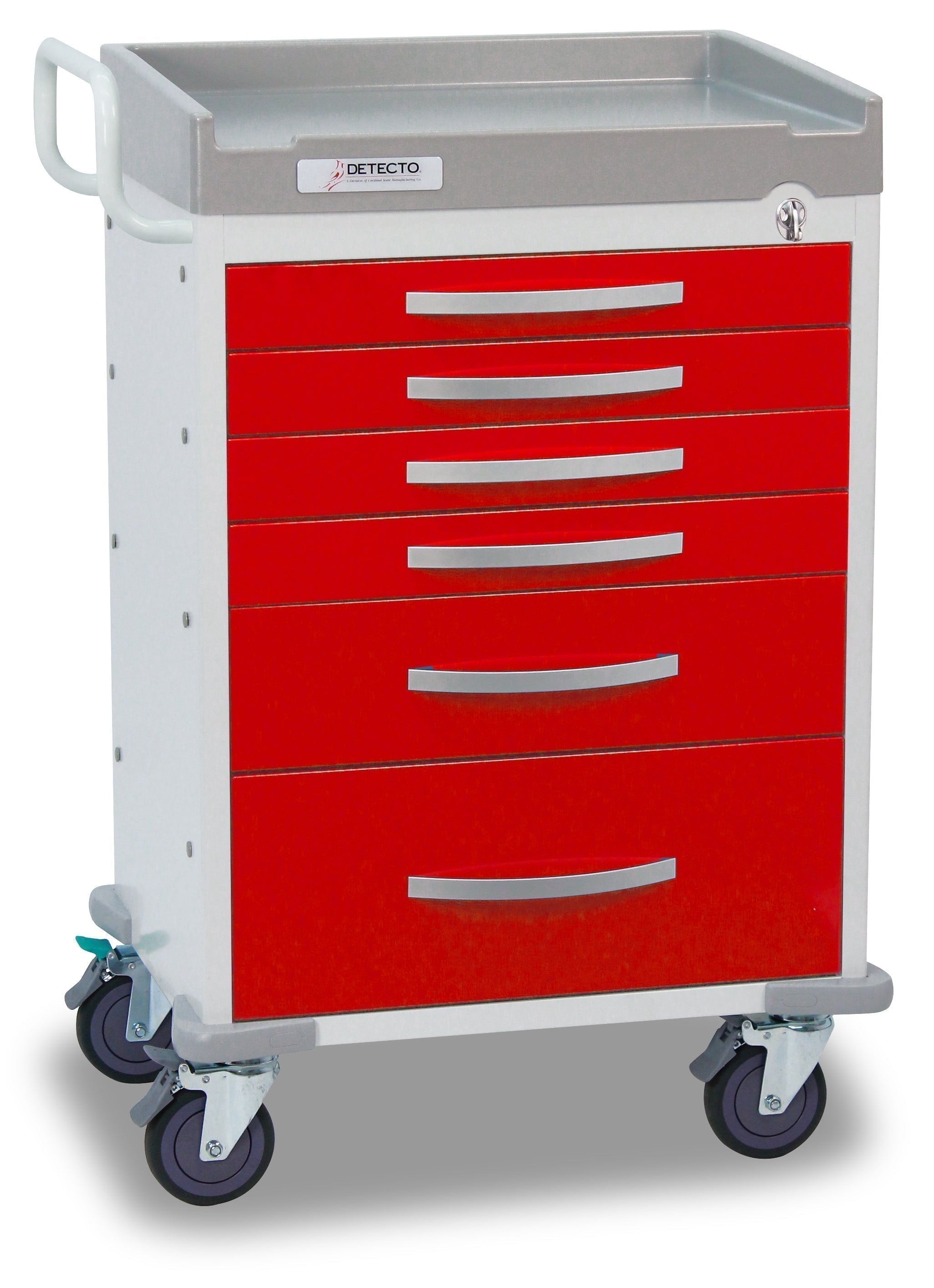 Detecto RC33669RED-L Loaded RESCUE Medical Cart, Red, 5 Drawers