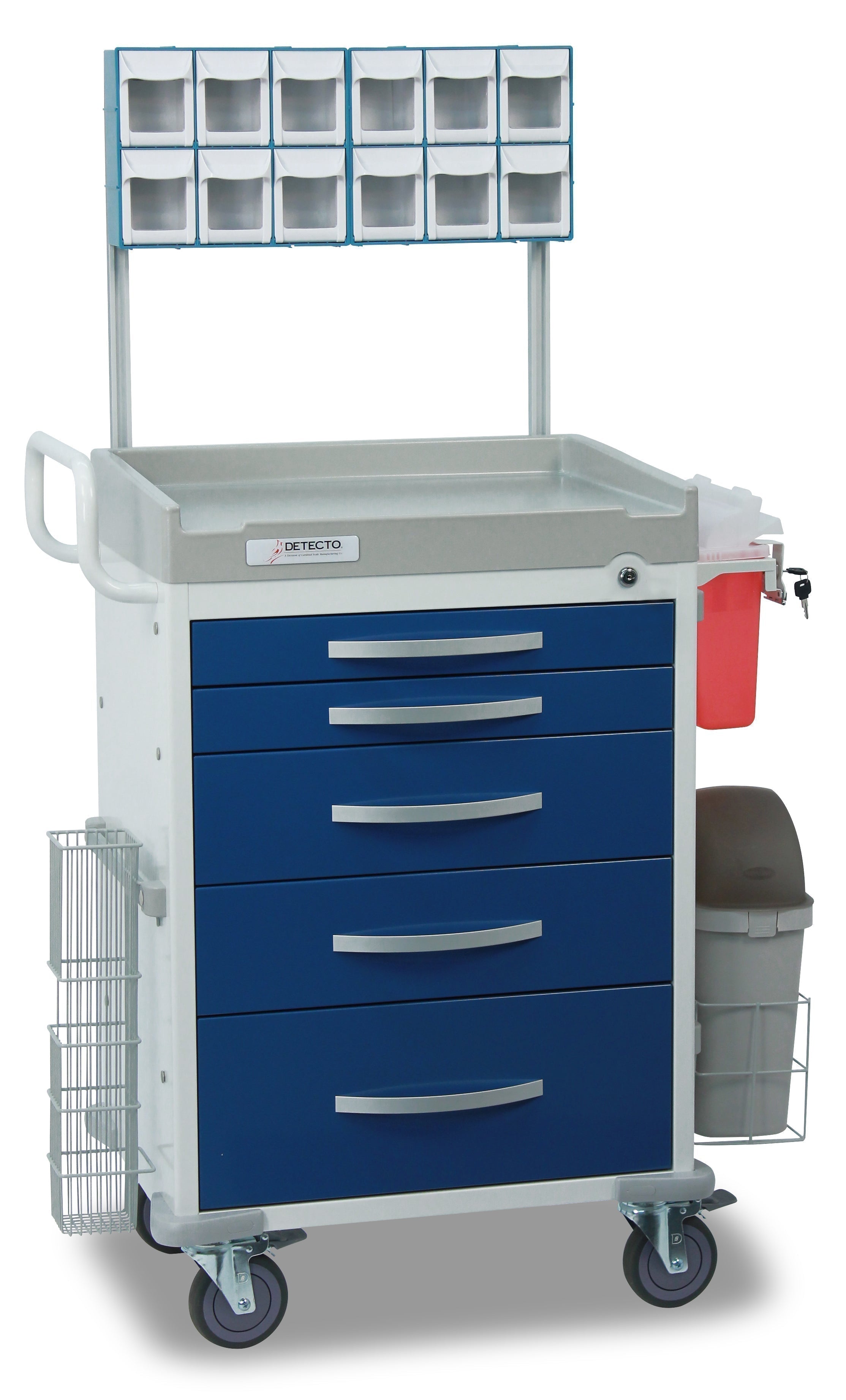 Detecto RC33669RED-L Loaded RESCUE Medical Cart, Red, 5 Drawers