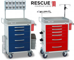 Detecto RC33669RED-L Loaded RESCUE Medical Cart, Red, 5 Drawers