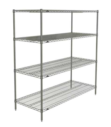 Metro N566BR Super Erecta 4-Shelf Industrial Wire Shelving Starter Unit, Brite, 24" x 60" x 63"