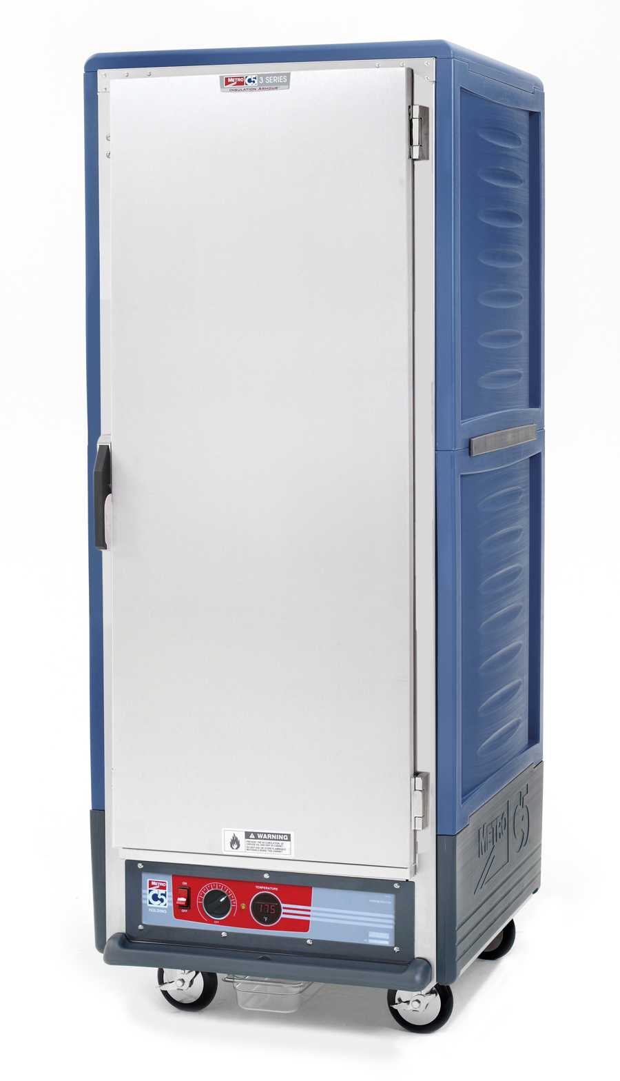 Metro C539-HXFS-L-BU C5 3 Series Insulated Holding Cabinet, Full Height, Full Length Solid Door, Lip Load Aluminum Slides, 220-240V, 50/60Hz, 1681-2000W, Blue