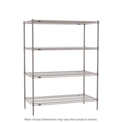 Metro SE-184863K4-S-4 Super Erecta 4-Shelf Industrial Wire Shelving Starter Unit, Metroseal Gray Epoxy, 18" x 48" x 63"