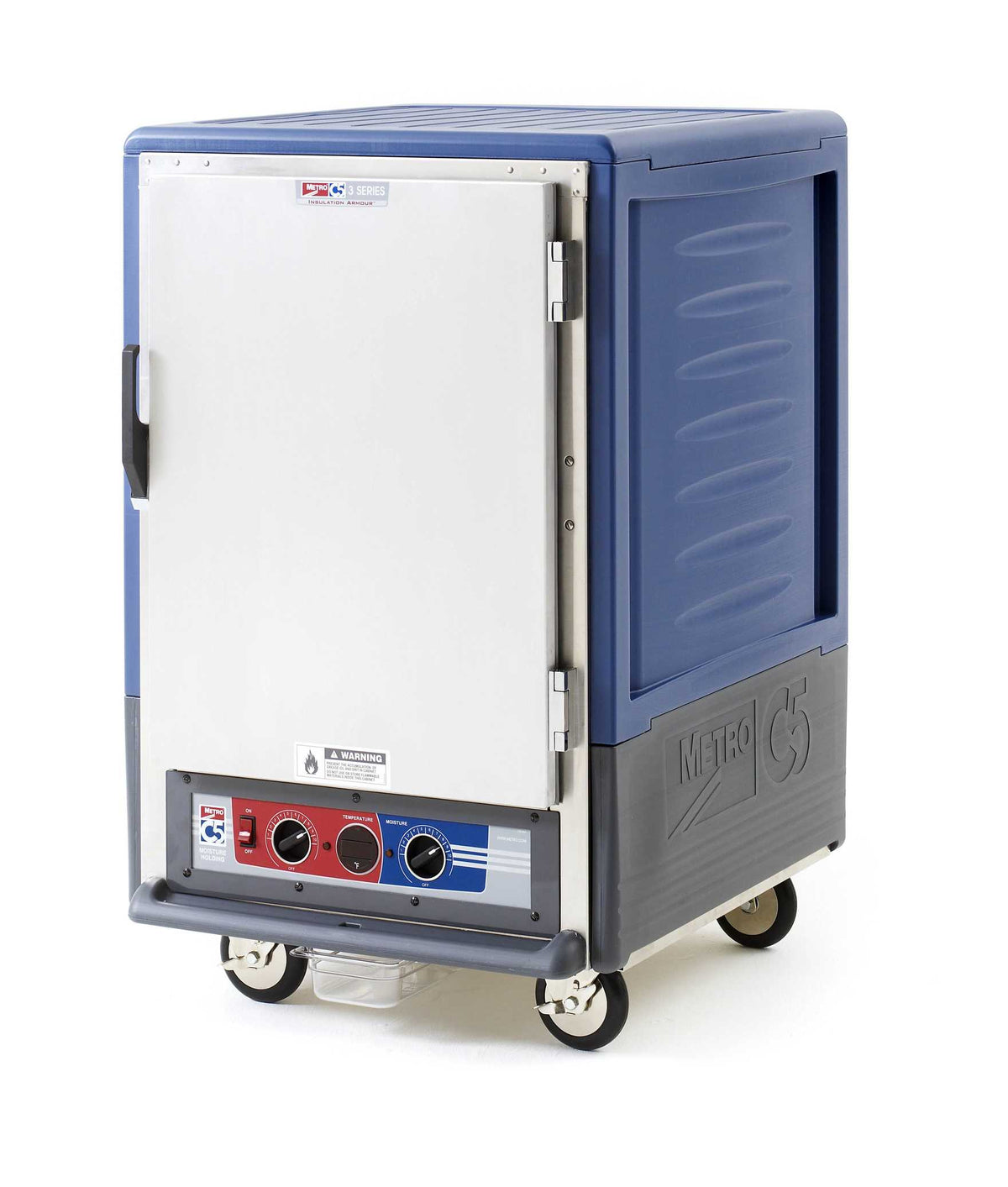 Metro C535-MXFS-U-BU C5 3 Series Insulated Moisture Heated Holding/Proofing Cabinet, 1/2 Height, Full Length Solid Door, Universal Wire Slides, 220-240V, 50/60Hz, 1681-2000W, Blue