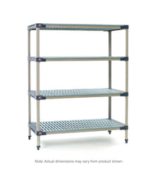 MetroMax 4 X416G4 4-Shelf Plastic Industrial Shelving Starter Unit, 21" x 24" x 63"