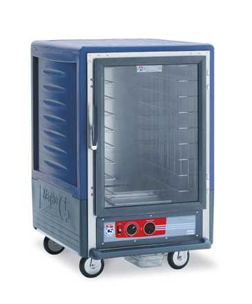 Metro C535-HFC-4-BUA C5 3 Series Insulated Holding Cabinet, 1/2 Height, Full Length Clear Door, Fixed Wire Slides, 120V, 60Hz, 2000W, Blue