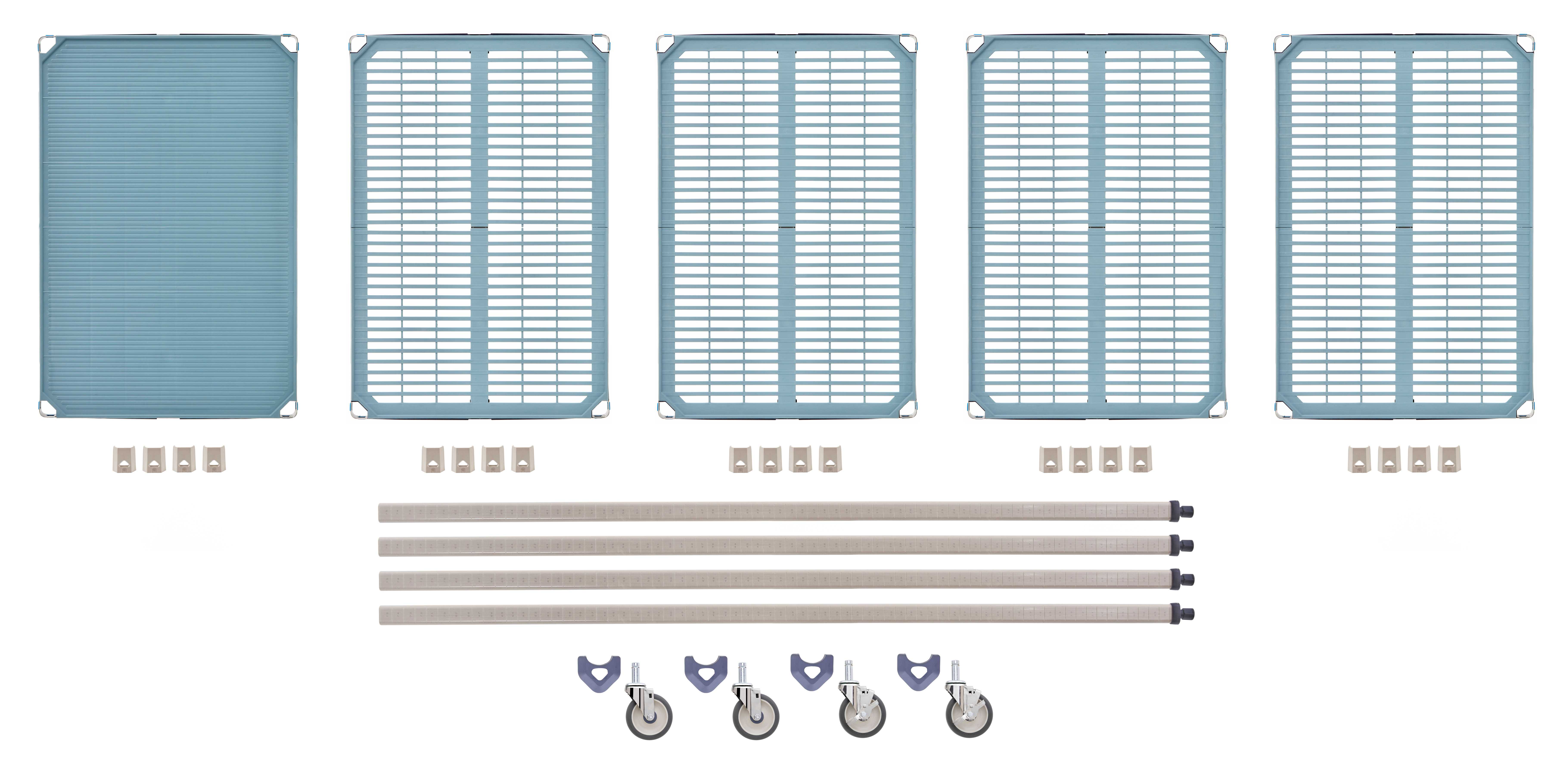 MetroMax i 5X537EGX3 5-Shelf Industrial Plastic Shelving Mobile Cart, Solid Bottom Shelf, 24" x 36" x 79.3125"