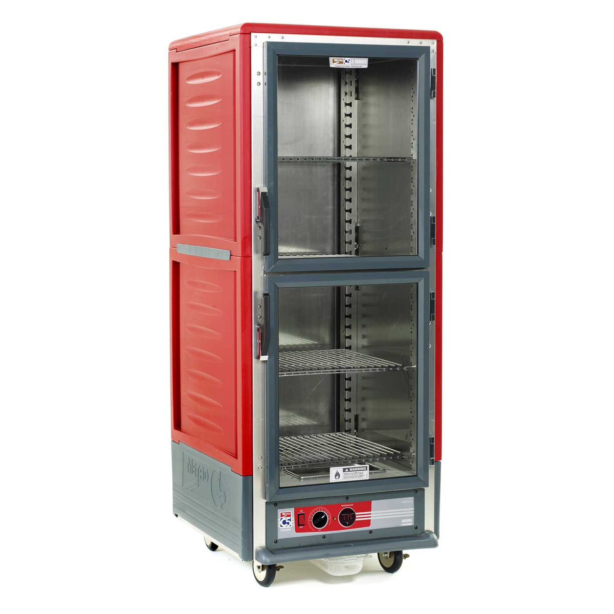 Metro C539-HLDC-S C5 3 Series Insulated Holding Cabinet, Full Height, Dutch Clear Doors, 4 Adjustable Wire Shelves, 120V, 60Hz, 1440W, Red