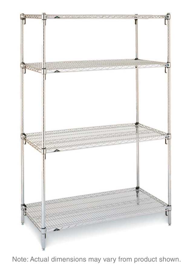 Metro Super Adjustable Super Erecta SA-186074C-S-4 4-Shelf Industrial Wire Shelving Starter Unit, Chrome, 18" x 60" x 74"