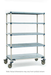 MetroMax Q MQ-243680G-MP-5 5-Shelf Industrial Plastic Shelving Mobile Cart, Solid Bottom Shelf, 24" x 36" x 80"