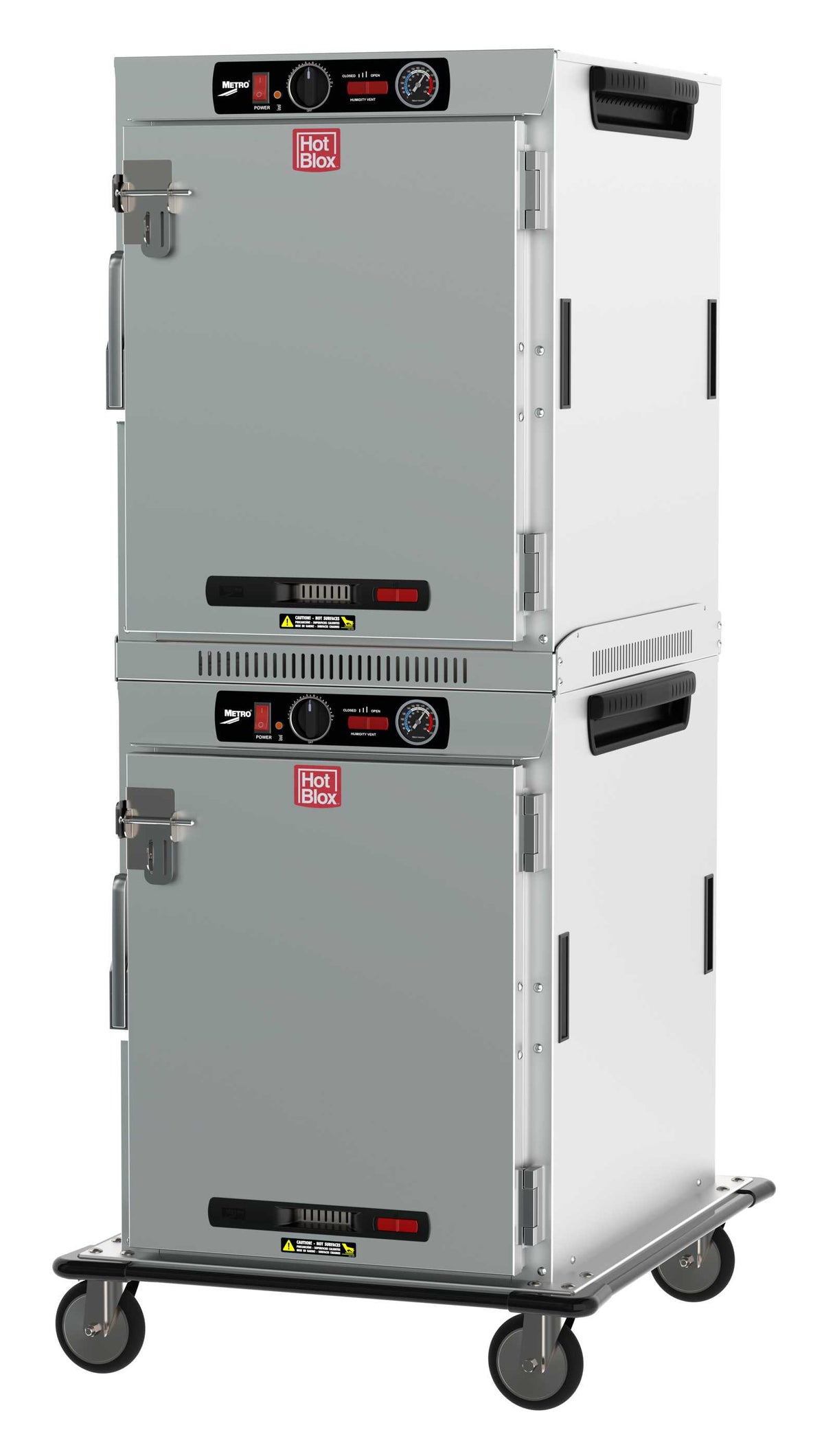 Metro HBCW16-AS-T HotBlox Wide 16-Pan Insulated Dual-Cavity Dual-Cavity Transport Holding Cabinet with Solid Door and Analog Controller, (2X) 120V, 60Hz, 875W, NEMA 5-15P