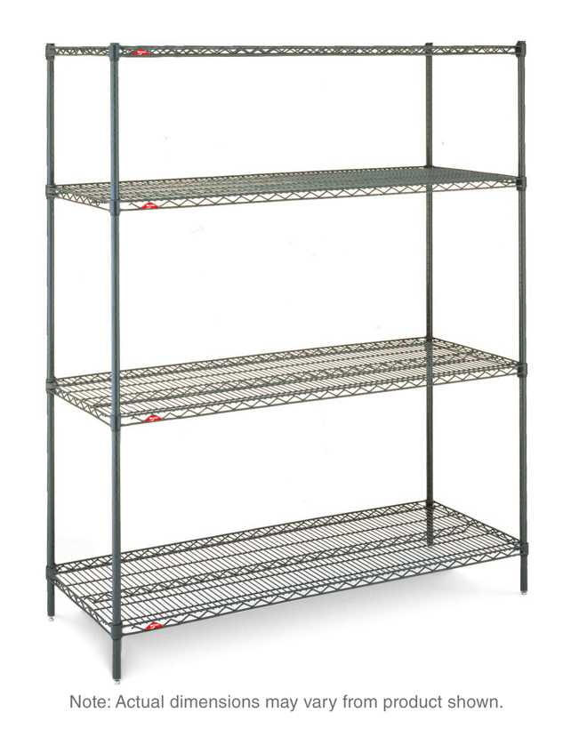 Metro N336K3 Super Erecta 4-Shelf Industrial Wire Shelving Starter Unit, Metroseal Green Epoxy, 18" x 36" x 63"