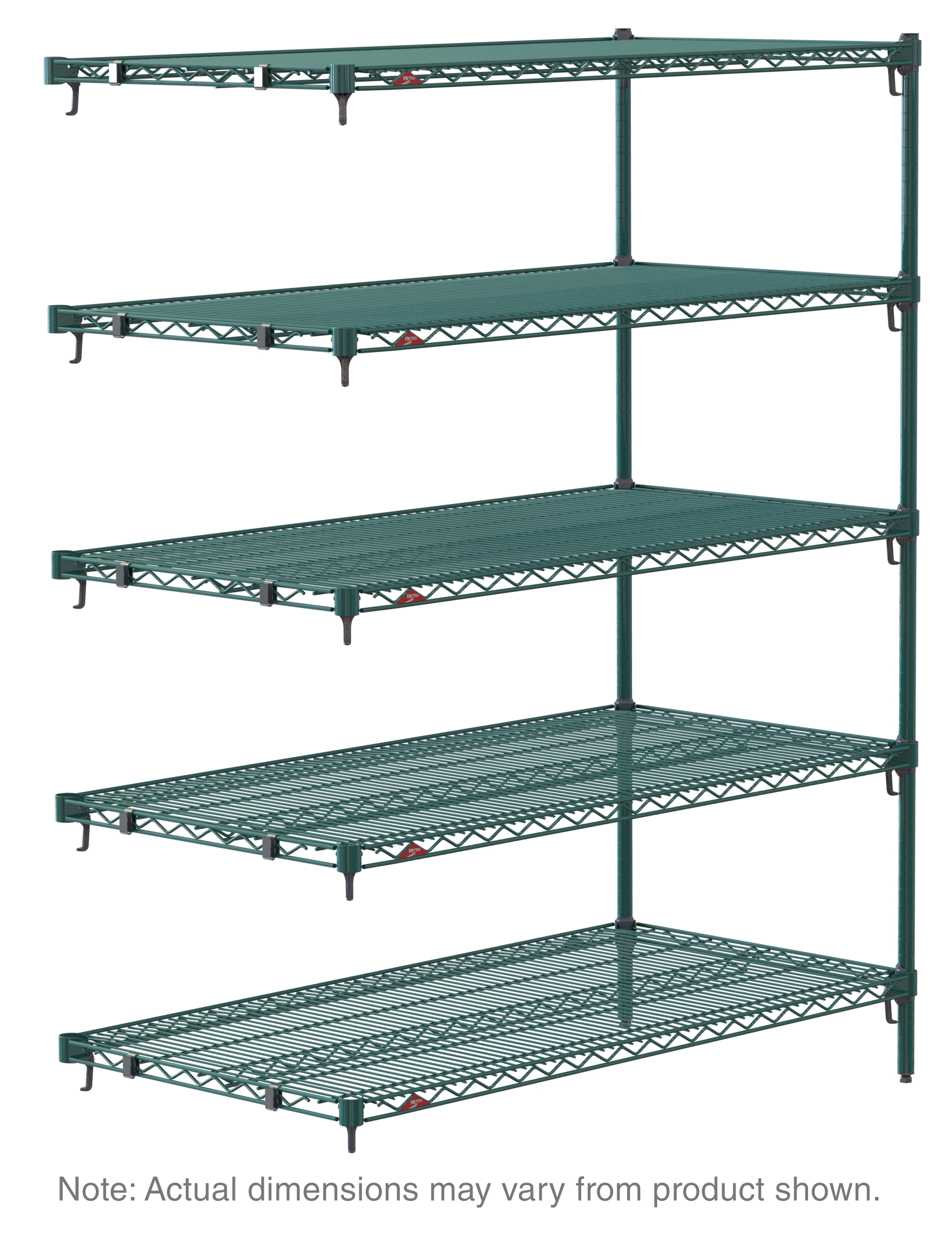Metro Super Adjustable Super Erecta 5AA357K3 5-Shelf Industrial Wire Shelving Add-On Unit, Metroseal Green Epoxy, 18" x 48" x 74"